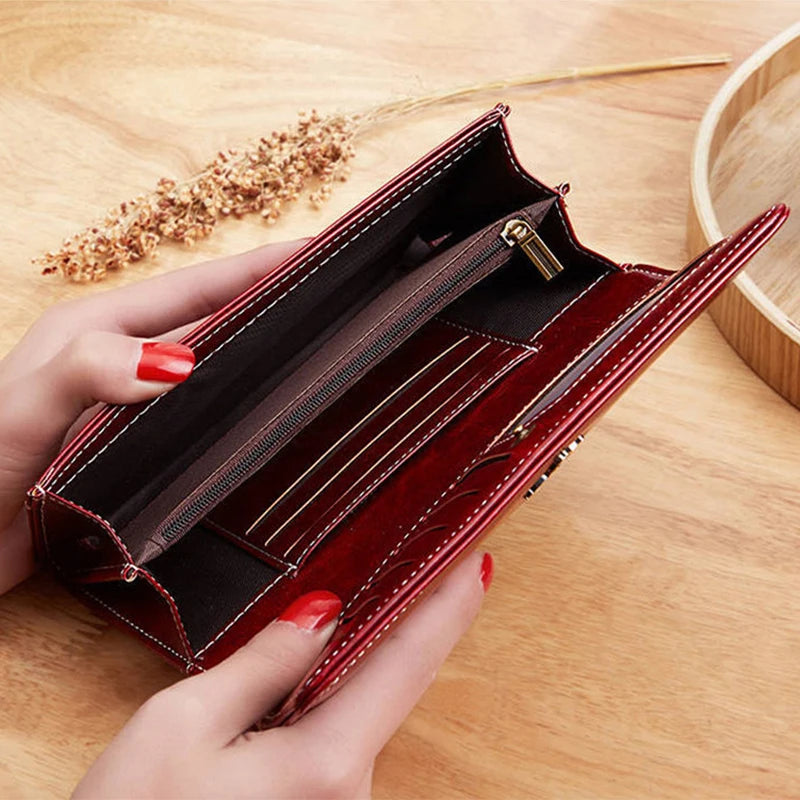 Women's Leather Wallet	Woman Luxury Long Wallets Fashion Women Purses Money Bags 2022 Handbags Womens Purse Cards Holder Good Vibrations