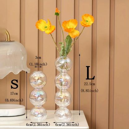 Nordic Glass Bubble Vase - Clear Hydroponic Planter for Home Desk Decor, Cute Simple Gift Idea & Flower Arrangement Decoration Good Vibrations