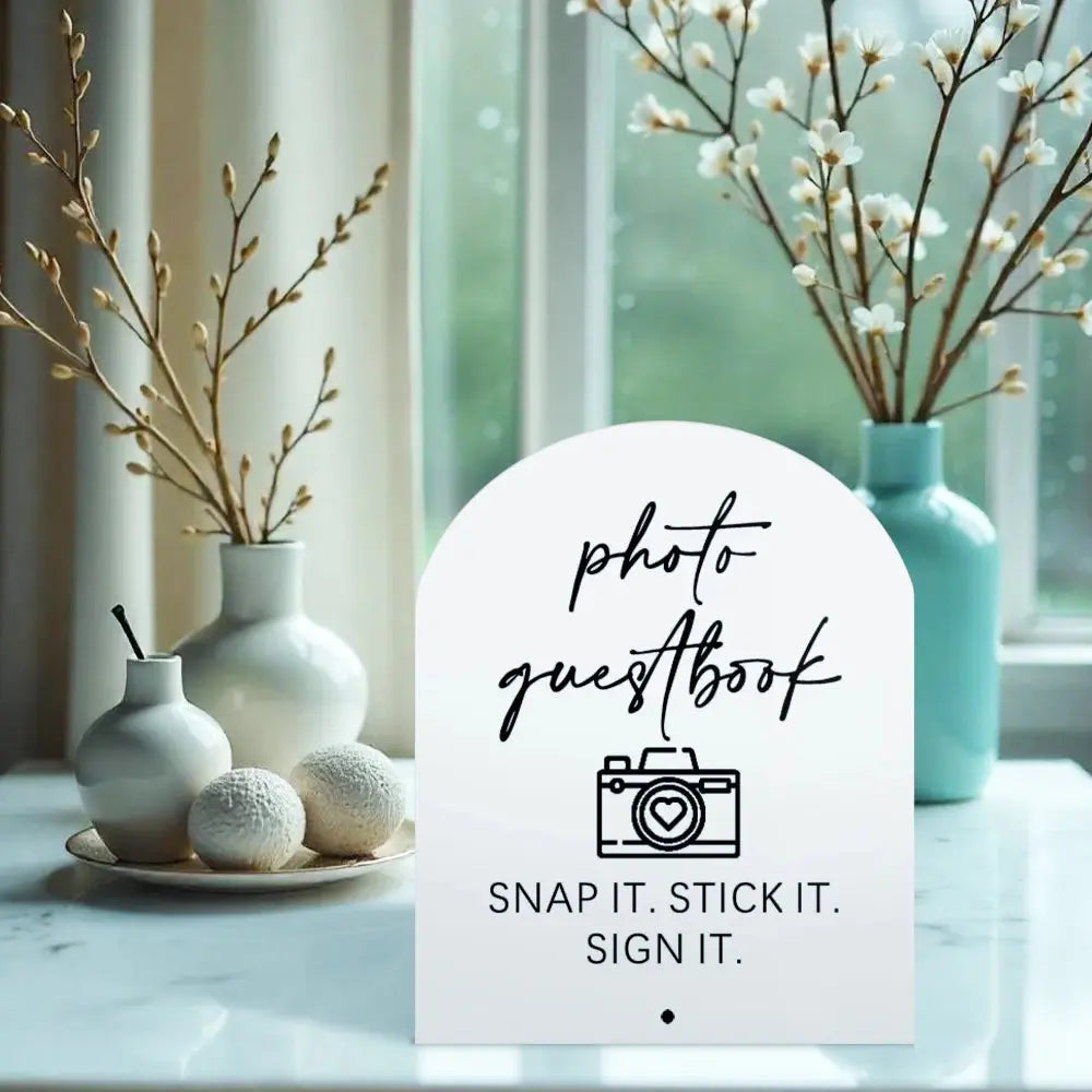 Wedding Photo Guestbook Acrylic Sign Showcases photo guestbook SNAP IT. STICK IT. SIGN IT. for Weddings Events Parties Good Vibrations