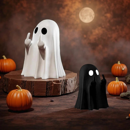 Halloween Middle Finger Ghost Statue Small Halloween Decor for Home Centerpiece for Coffee Table, Adorable Horror Figure Good Vibrations