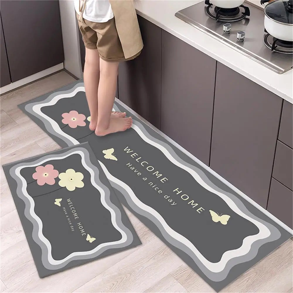 Soft Washable Non-Slip Kitchen Floor Mat for Bedroom Living Room Hallway Bathroom Entrance Long Bedside Carpet Good Vibrations