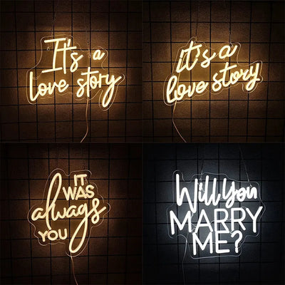 Neon Wedding Sign, Led Letter Lights Used For Valentine'S Day Party, Wedding Background Aesthetic Decor, Usb Power Supply Light