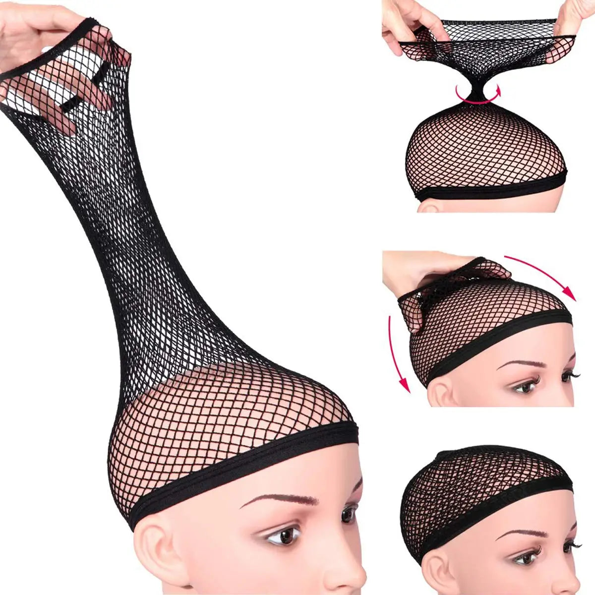 Wig Cap with Open-end for Women, Mesh Wig Cap for Long Hair, Wig Natural Nude Net Cap, 3 Pieces Good Vibrations
