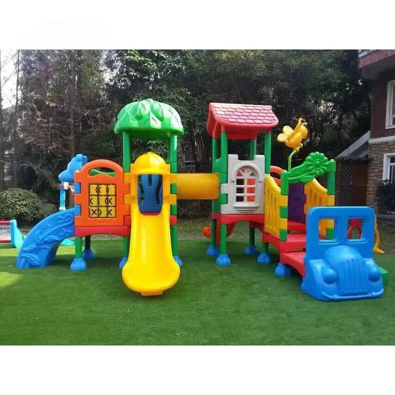 Baby Plastic Playhouses Children Slide Toddler Outdoor Play Ground House Kids Outdoor Playground Equipment Sets for Kindergarten Good Vibrations