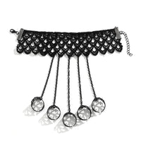 Creative Vintage Black Lace Finger Wrist Chain Rings Bracelets for Women Metal Connecting Hand Harness Bangles Halloween Jewelry Good Vibrations