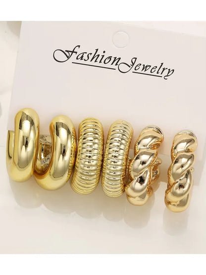 Fashion Classic Twist C Shape Earring Set For Women Tear Drop Design Gold Color Earrings Daily Workplace And Party Outfits Gifts Good Vibrations
