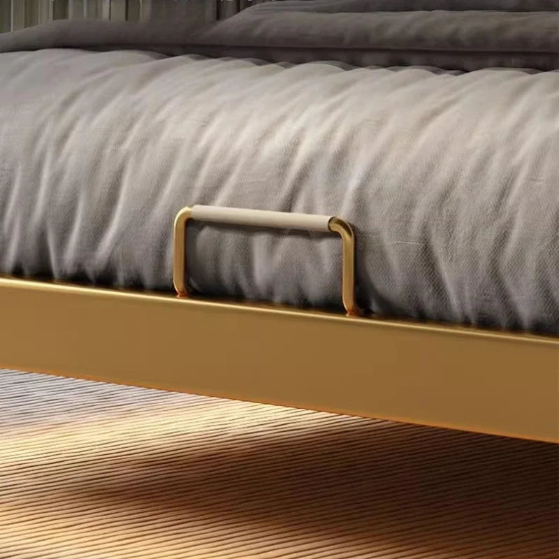 Luxury Beds 2 People Frame Floating Light Luxury Leather LED Lamp Double Bed Pink And Blue Queen Bed Frames Bedroom Furniture Good Vibrations