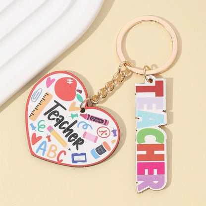 Teachers Day Gift Keychain Graduation Decorations 2025 Bus Book Wood Pendant Bag Charms Tassel Key Chains for Best Friends Gifts Good Vibrations