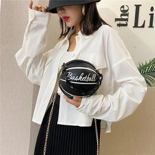 2025 Crossbody Bag New Network Red Personality Fun Pink Ins Versatile Chain Football Basketball Shoulder Bag Small Round Bag Good Vibrations
