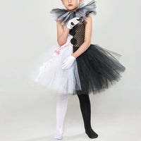 Halloween Clown Dress Bloodstained Black and White Colorblocking Girls Cosplay TUTU Dress Costume Good Vibrations