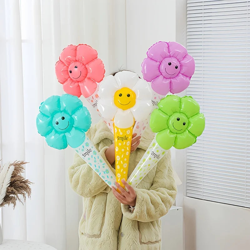 30 Handheld Balloons, Birthday Gift Balloons, Halloween & Christmas Decorations, Daisy Face Design, Kids Party Supplies Good Vibrations