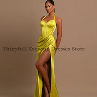 Thinyfull Sexy Prom Evening Dresses Halter Neck Party Prom Dress High Split Floor Length Mermaid Cocktail Prom Gowns Customized Good Vibrations