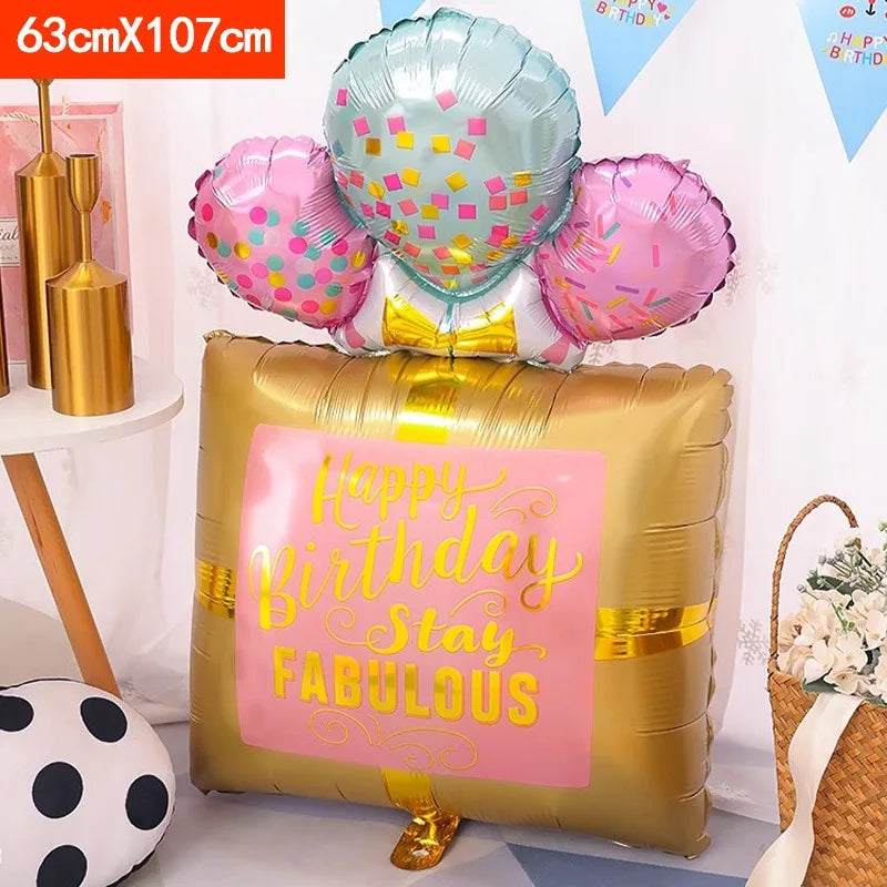 Happy Birthday Cake Aluminum Film Balloons Photo Props Supply Children Baby Birthday Party Decoration Sweet Photos Taking Ballon Good Vibrations