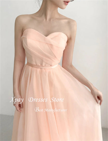 XPAY Elegant Korean Evening Dresses Off the Shoulder A-Line Girls Prom Dresses Customized Party Dresses Pink Wedding Snap Dress Good Vibrations