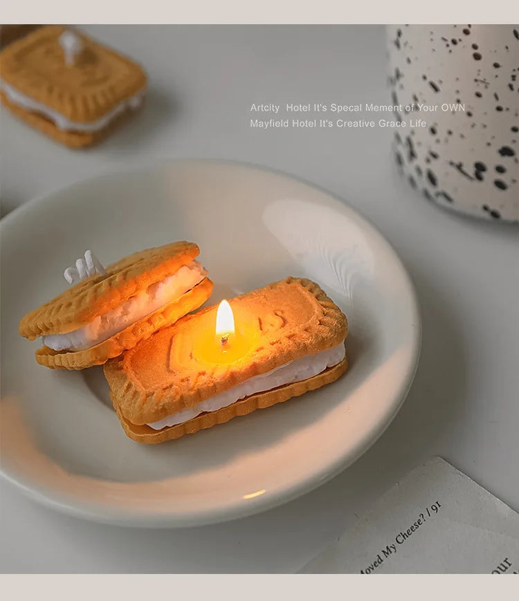 Cute Handmade Biscuit Candle Scented Candle Aromatherapy Soy Wax Candle Wedding Birthday Candles Party Home Decoration Good Vibrations
