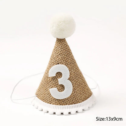 1st Birthday Party Decor Hat Kids 1 2 3 Year Happy Birthday Boy Girl Crown Hat First Happy Birthday Party Baby Shower Decoration Good Vibrations