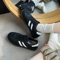 Women Tennis Sneakers Flats Ladies Fashion Lace-up Vulcanized Shoes  Autumn Outdoor Trainers Student Board Shoes Footwear Good Vibrations