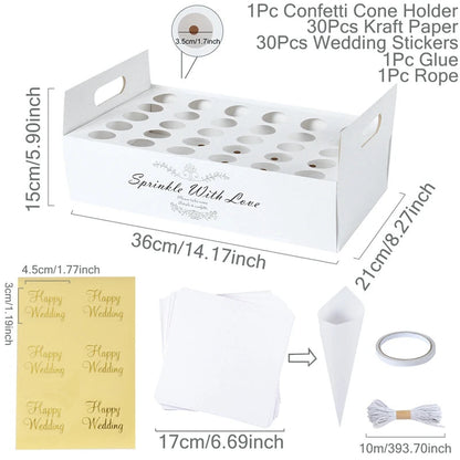 Wedding Tray Confetti Cone Stand Box Kraft Paper Tray Rustic Wedding Decoration Wedding Confetti Cones Cones Wedding Set supply Good Vibrations