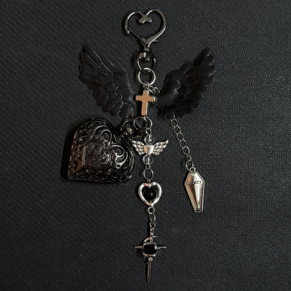 Original Hollow Heart Pocket Watch Chain keychain Design Steampunk Clock Vintage Necklace Pendant Jewelry Watch Men Women Gift Good Vibrations