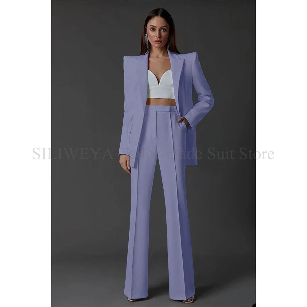 Vintage Women Wedding Suits Set 2 Pcs Blazer+Pants Formal Pantsuit Business Office Slim Fit  Peaky Blinders Takım Elbise Good Vibrations