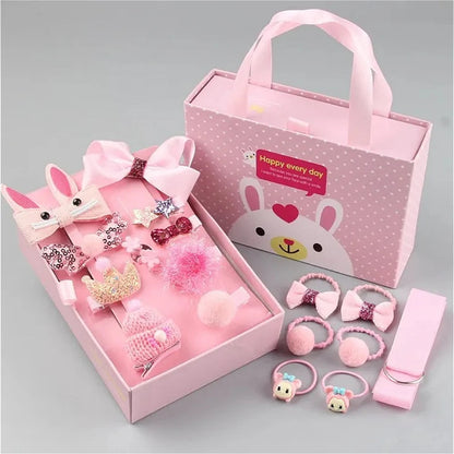 18 Pieces Baby Hair Accessories Princess Headdress Pink Girls Headband Children Barrettes Headband Gift Set Box Good Vibrations