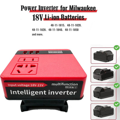 Power Inverter 120W For Milwaukee 18V M&18 Battery DC 18V To 220V Inverter Adapter Power Supply Inverter For Home Appliances Good Vibrations