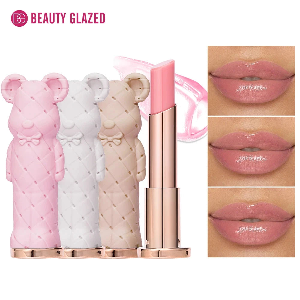 Beauty Glazed Bear Moisturizing Lipstick,Colored Lip Balm,Nourishing Lip stick,Easy To Color,Watery Good Vibrations