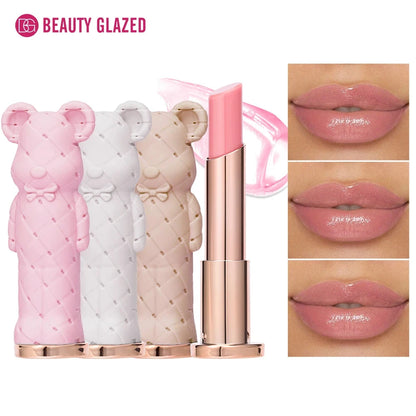 Beauty Glazed Bear Moisturizing Lipstick,Colored Lip Balm,Nourishing Lip stick,Easy To Color,Watery Good Vibrations