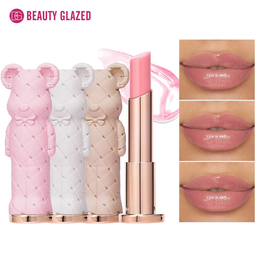 Beauty Glazed Bear Moisturizing Lipstick,Colored Lip Balm,Nourishing Lip stick,Easy To Color,Watery Good Vibrations