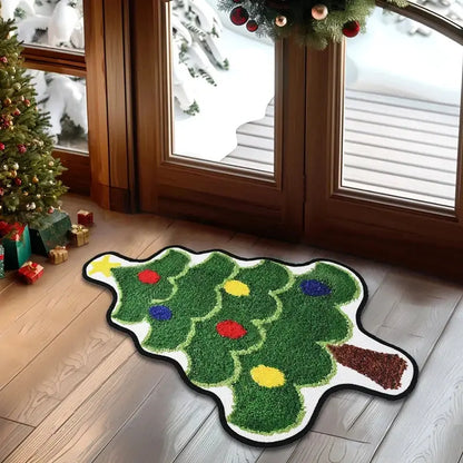 Christmas Tree Shape Floor Mat Anti Slip Entrance Door Bedroom Bath Toilet Mat Carpet 2025 New Year Gift Navidad Home Decoration Good Vibrations
