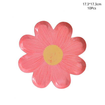 Disposable Daisy Paper Plate Flower Meal Plate Picnic Cake Plates Birthday Theme Party Decoration Good Vibrations