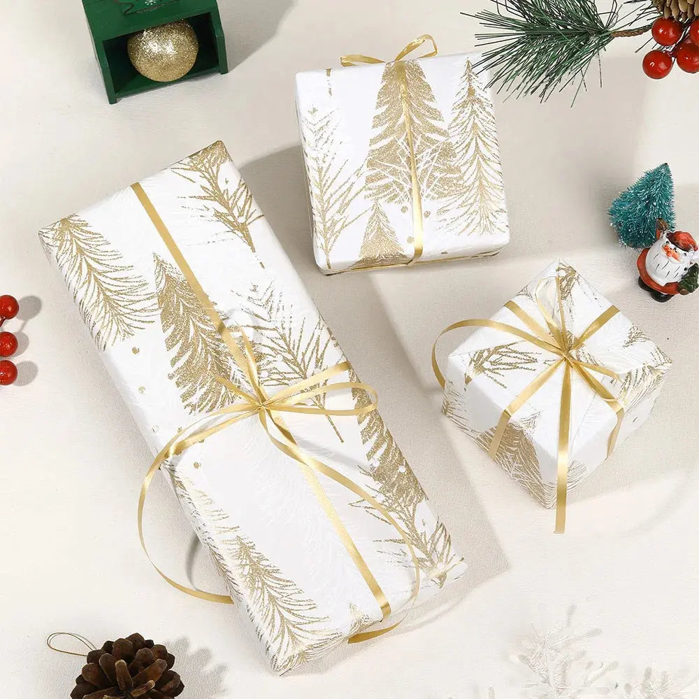 1roll Gift Wrapping Paper Christmas Gift Wrapping Paper ChristmasTree Pattern Handmade Paper Flower Bouquet Packaging Paper Good Vibrations