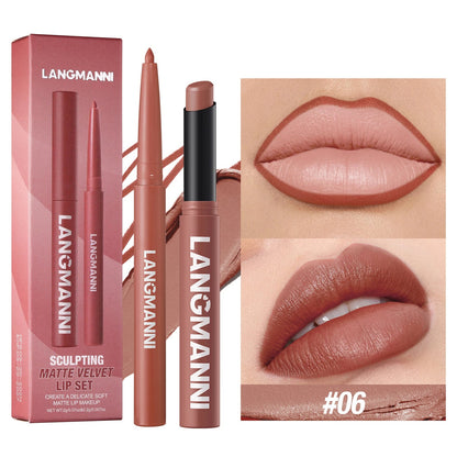 Integrated waterproof lipliner+lipstick lipstick lipstick set,no smudge,no fade,no cup,durable,easy to create a perfect makeup! Good Vibrations