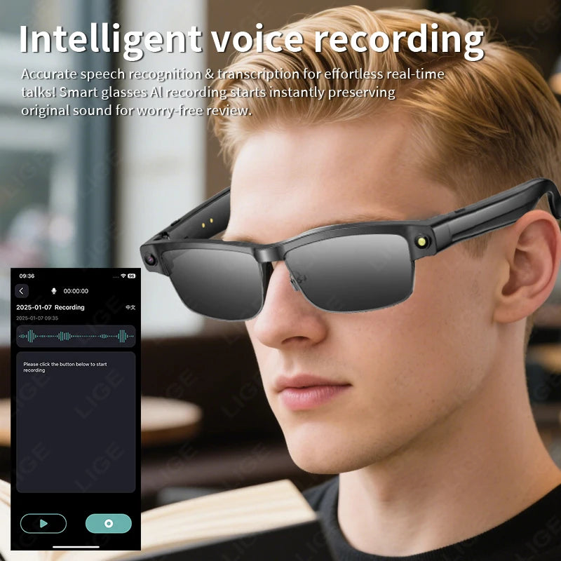 Sunglasses Smart Glasses 8 Million Pixels Recording Videos AI Photo Recognition Answer Translation 270mAh Bluetooth Glasses New Good Vibrations