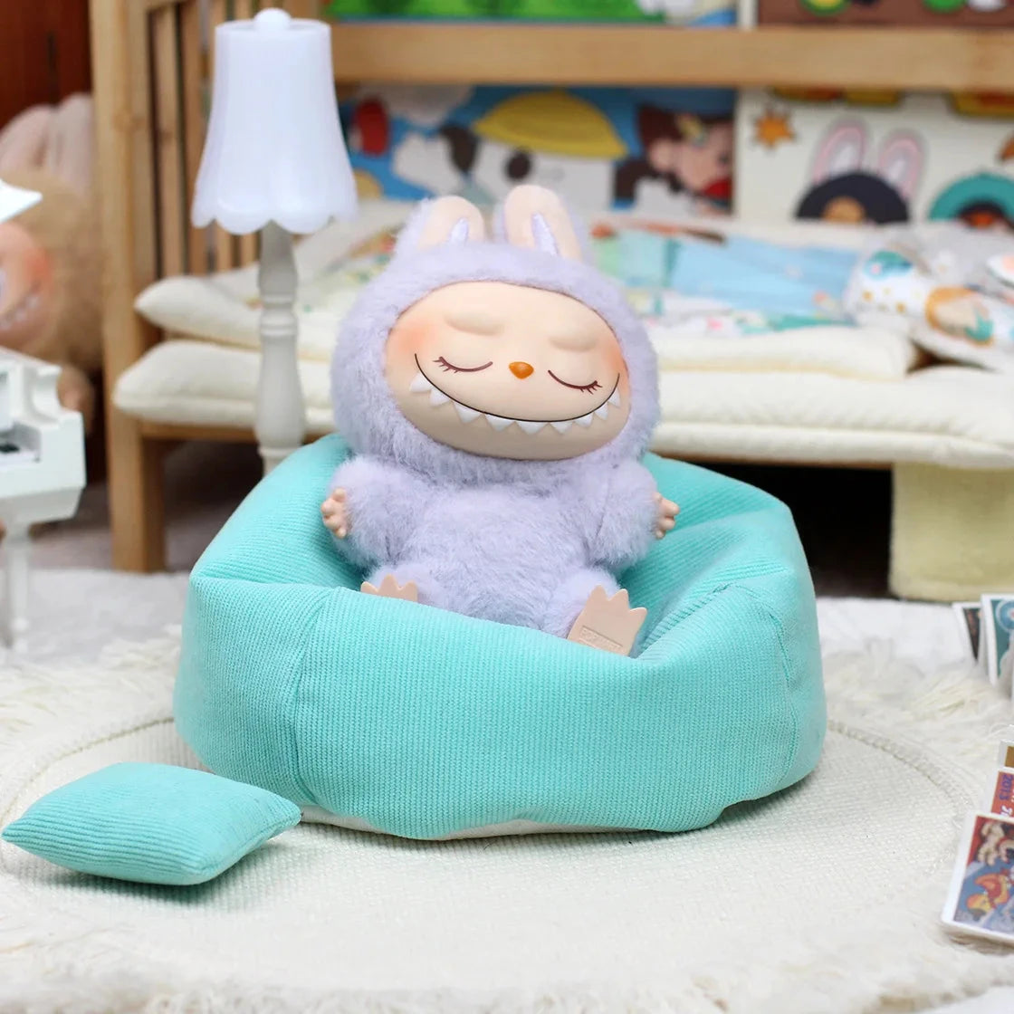 Labubu Doll Sofa for Labubu Mini Lazy Sofa Bed V1 V2 V3 DIY Clothing Accessories Cute Doll Cushion Children's Toy Gift Good Vibrations