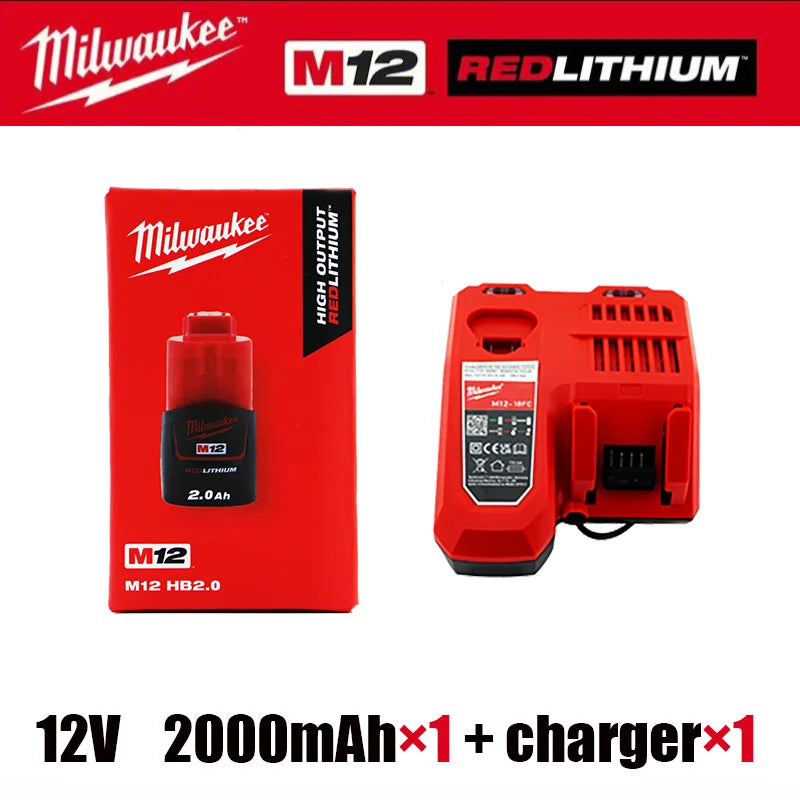 Milwaukee 12V Battery, Comes with Packaging Color Box  12V Battery M12B6 6000mAh  Rechargeable tool battery M12 Hot Promotion Good Vibrations