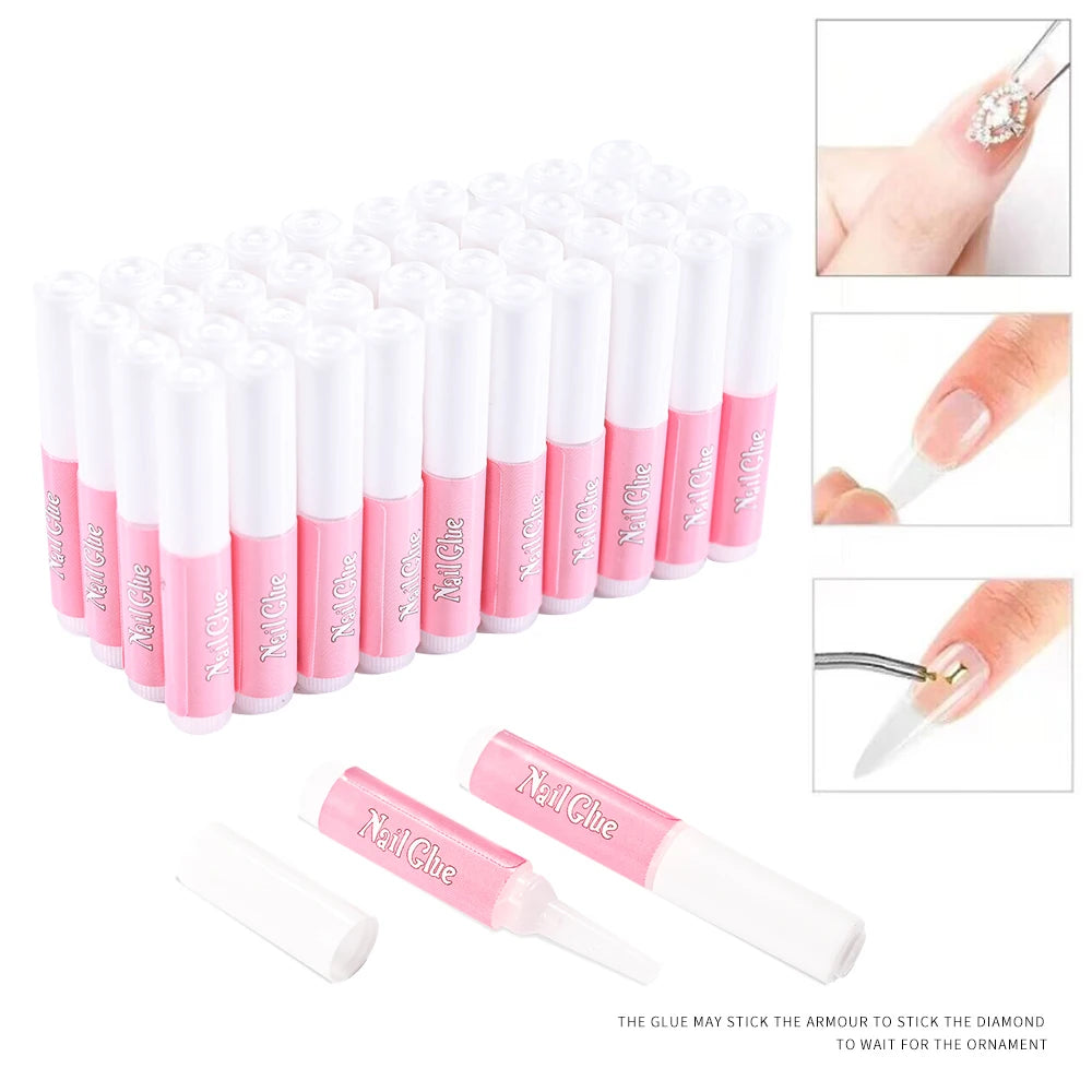 10-30pcs Fast Drying Nail Glue Acrylic False Nail Tips Glue Gel For Fast Extension Super Bond Rhinestones False Nails Mini Glue Good Vibrations