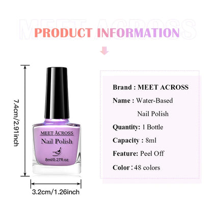 48 Colors Nail Polish Quick Dry No-bake Lasting Water-based Tearable Manicure Not Easy To Fade Semi-permanent Varnish Nail Art Good Vibrations