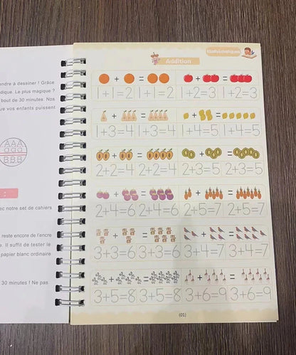 4 Books Montessori SANK English Magic Copybook Reusable Writing Practice 3D Calligraphy Book Wipe-free Education Books Good Vibrations