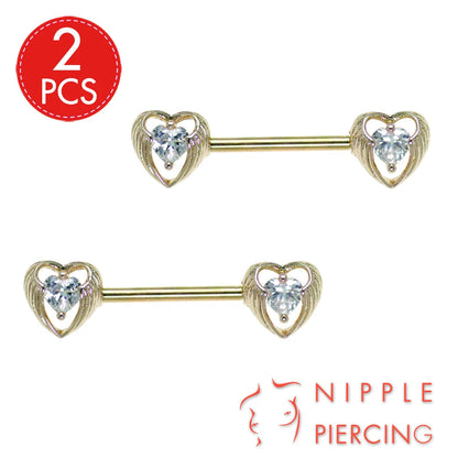 1Pair Surgical Steel Nipple Rings Nipple Piercing Bar Jewelry for Women Men with Sparkle CZ 14G Barbell Body Jewelry Accessories Good Vibrations