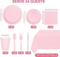 Light Pink Party Supplies Disposable Dinnerware Set Include Plates and Cups Napkins Tablecloth for Birthday Party Decorations Good Vibrations