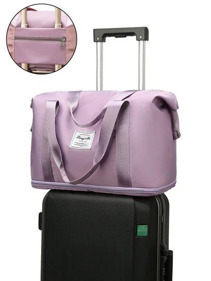 Carry On Travel Duffle Bag  Waterproof Sports Gym Tote Bags for Women Large Capacity Storage Luggage Handbag Good Vibrations