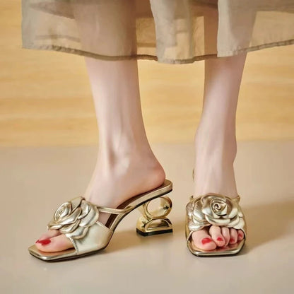 Women Shoes 2024 New Summer Fashion Flowers Black Beige Gold Dress Party Wedding Female Sandals  Big Size Good Vibrations