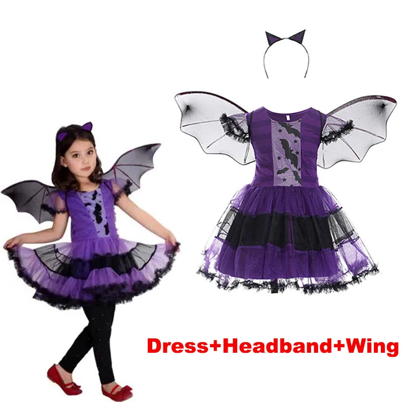 Halloween Costume for Girls Dress Scarlet Witch Vampire Devil Ghost Carnival Party Dress Up Hoodwinked Suit Kids Cosplay Clothes Good Vibrations