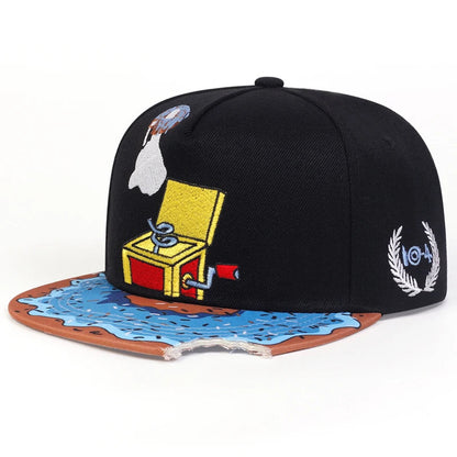 Unisex Eye PIZZA Embroidery Hip-hop Hats Spring and Autumn Outdoor Adjustable Casual Baseball Caps Sunscreen Hat Good Vibrations