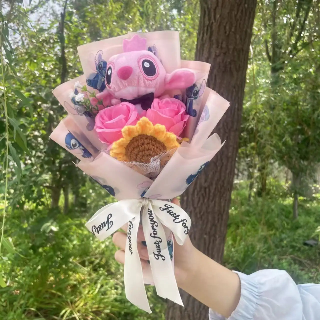 Cartoon Anime Stitch Plush Bouquet Doll Toys Stuffed Animals Creative Handmade Bouquets Birthday Christmas Valentine Gifts Good Vibrations