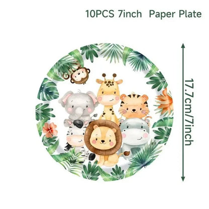 Jungle Safari Birthday Decoration Jungle Animals 1st Birthday Gifts Decoration Wild One Birthday Tableware Baby Shower Decor Good Vibrations