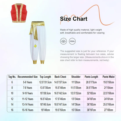 #6-16 Arab Prince Costume Persian Arabian Halloween Role Play Cap Sleeves Vest Waistcoat with Harem Pant Suit Carnival Outfits Good Vibrations
