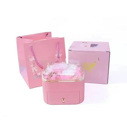 Christmas & Valentine's Day Gift - Real Natural Preserved Eternal Rose Flower Acrylic Box Ideal Gifts for Women & Girls Good Vibrations