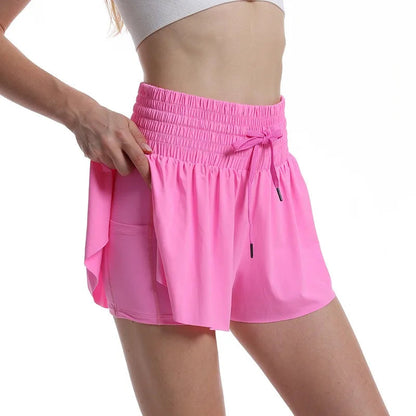 High Waist Butterfly Shorts Women Spandex Flowy Gym Yoga Athletic Workout Running Shorts Tennis Skirt Comfy Golf Skort Wear Good Vibrations